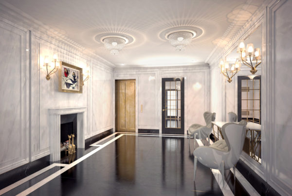 Lobby Renovation in an UES Pre-War Apartment Building - Rendering of Design North